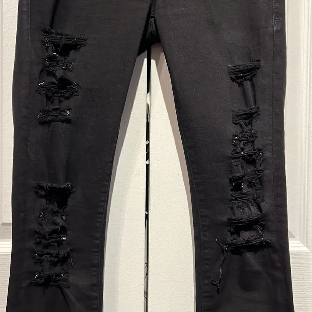 Frame Black Distressed Skinny Jeans Size 26 - Picture 4 of 12